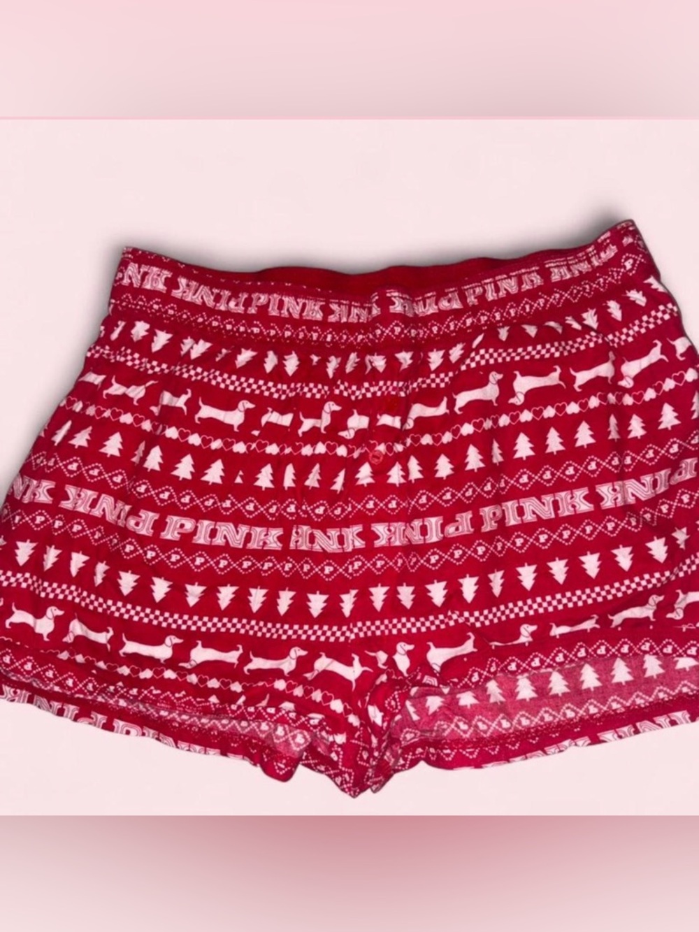 Victoria's Secret PINK Red Holiday-Print Lounge Shorts